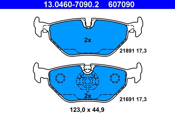 ATE 13.0460-7090.2 - Тормозные колодки, дисковые, комплект autospares.lv