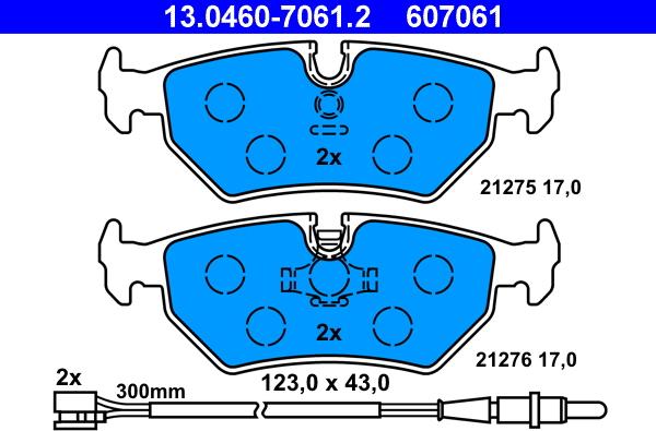 ATE 13.0460-7061.2 - Тормозные колодки, дисковые, комплект autospares.lv