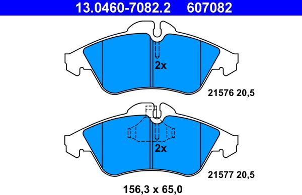 ATE 13.0460-7082.2 - Тормозные колодки, дисковые, комплект autospares.lv