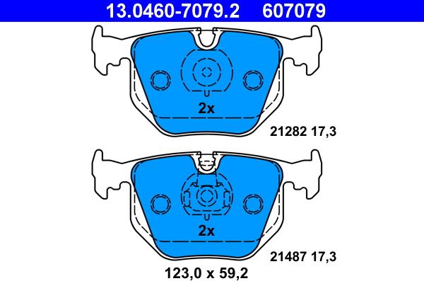 ATE 13.0460-7079.2 - Тормозные колодки, дисковые, комплект autospares.lv