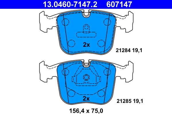 ATE 13.0460-7147.2 - Тормозные колодки, дисковые, комплект autospares.lv