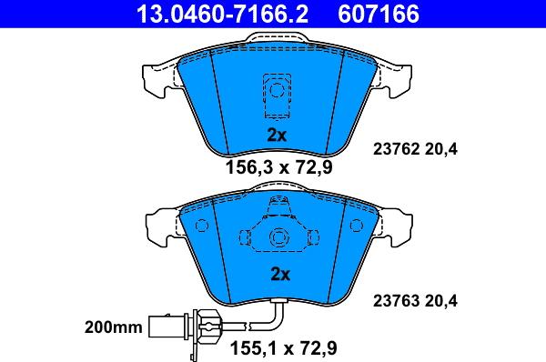 ATE 13.0460-7166.2 - Тормозные колодки, дисковые, комплект autospares.lv