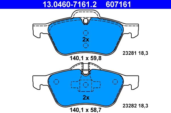 ATE 13.0460-7161.2 - Тормозные колодки, дисковые, комплект autospares.lv