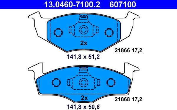 ATE 13.0460-7100.2 - Тормозные колодки, дисковые, комплект autospares.lv