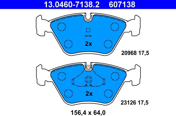 ATE 13.0460-7138.2 - Тормозные колодки, дисковые, комплект autospares.lv