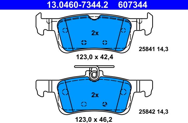 ATE 13.0460-7344.2 - Тормозные колодки, дисковые, комплект autospares.lv