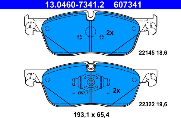 ATE 13.0460-7341.2 - Тормозные колодки, дисковые, комплект autospares.lv