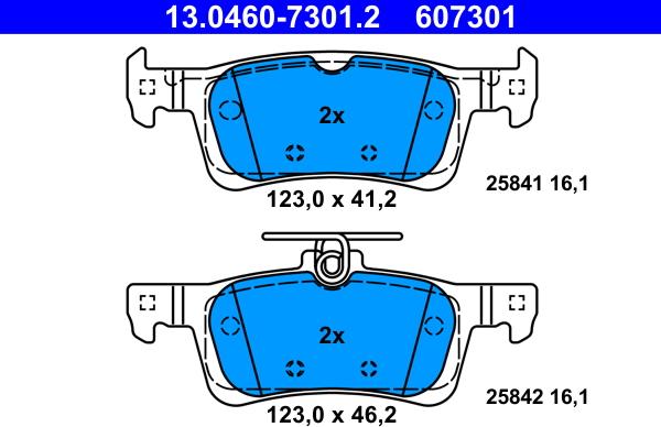 ATE 13.0460-7301.2 - Тормозные колодки, дисковые, комплект autospares.lv