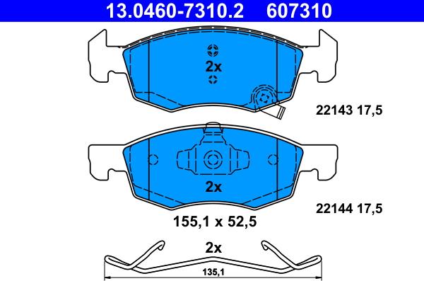 ATE 13.0460-7310.2 - Тормозные колодки, дисковые, комплект autospares.lv