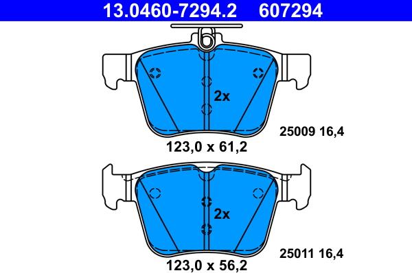 ATE 13.0460-7294.2 - Тормозные колодки, дисковые, комплект autospares.lv