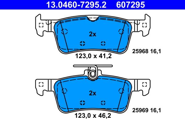 ATE 13.0460-7295.2 - Тормозные колодки, дисковые, комплект autospares.lv