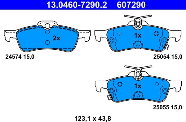 ATE 13.0460-7290.2 - Тормозные колодки, дисковые, комплект autospares.lv