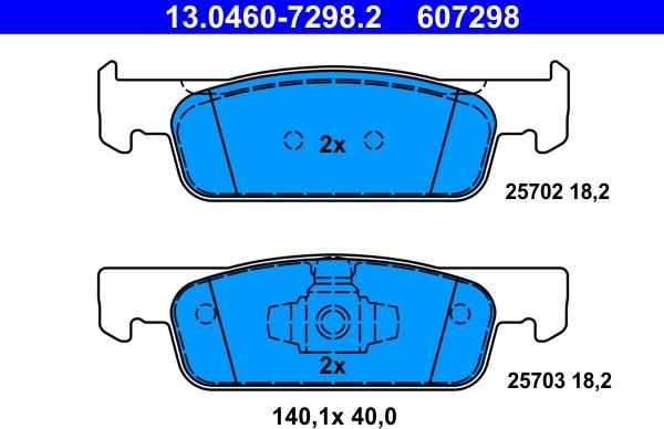 ATE 13.0460-7298.2 - Тормозные колодки, дисковые, комплект autospares.lv