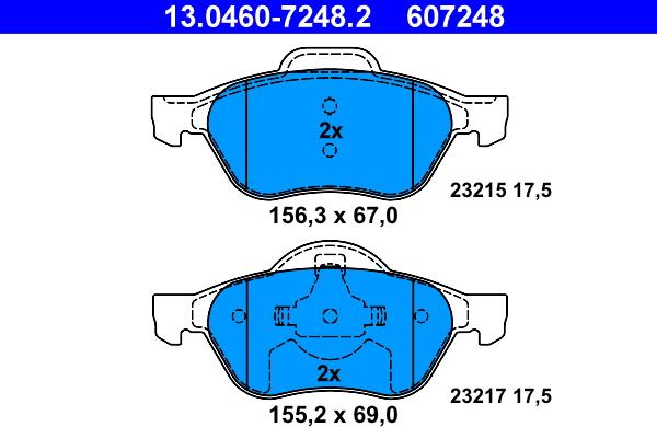 ATE 13.0460-7248.2 - Тормозные колодки, дисковые, комплект autospares.lv