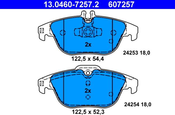 ATE 13.0460-7257.2 - Тормозные колодки, дисковые, комплект autospares.lv