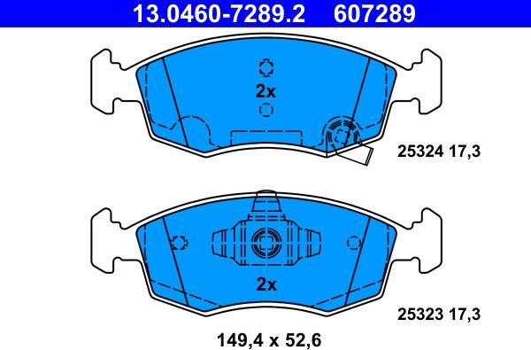 ATE 13.0460-7289.2 - Тормозные колодки, дисковые, комплект autospares.lv