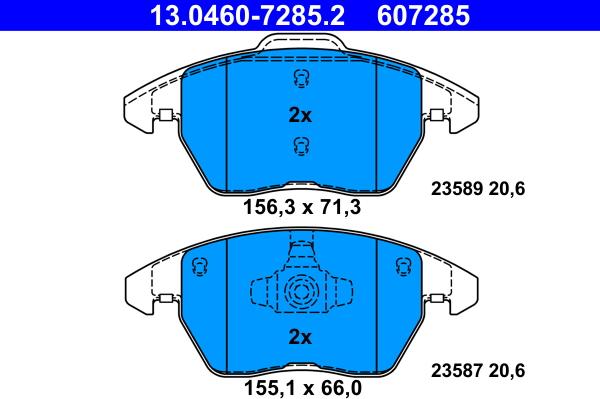 ATE 13.0460-7285.2 - Тормозные колодки, дисковые, комплект autospares.lv