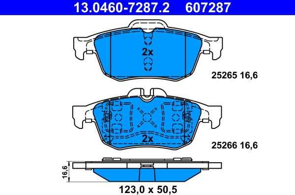 ATE 13.0460-7287.2 - Тормозные колодки, дисковые, комплект autospares.lv