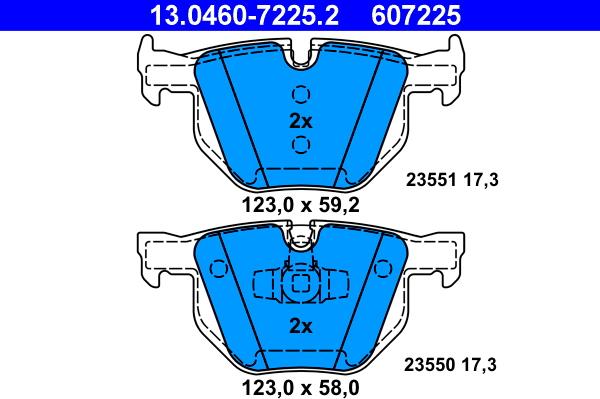 ATE 13.0460-7225.2 - Тормозные колодки, дисковые, комплект autospares.lv