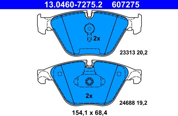 ATE 13.0460-7275.2 - Тормозные колодки, дисковые, комплект autospares.lv