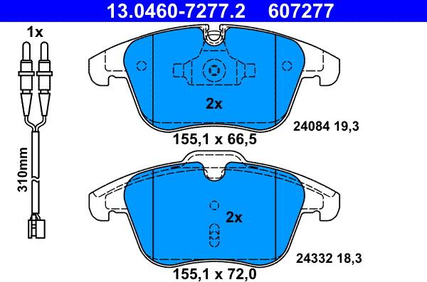 ATE 13.0460-7277.2 - Тормозные колодки, дисковые, комплект autospares.lv