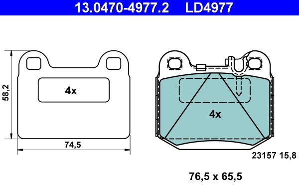 ATE 13.0470-4977.2 - Тормозные колодки, дисковые, комплект autospares.lv