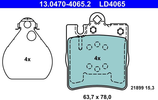 ATE 13.0470-4065.2 - Тормозные колодки, дисковые, комплект autospares.lv