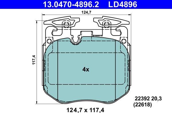 ATE 13.0470-4896.2 - Тормозные колодки, дисковые, комплект autospares.lv