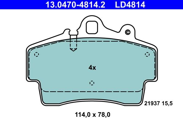 ATE 13.0470-4814.2 - Тормозные колодки, дисковые, комплект autospares.lv