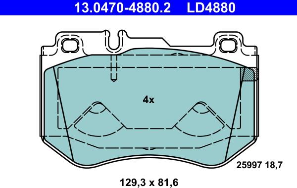 ATE 13.0470-4880.2 - Тормозные колодки, дисковые, комплект autospares.lv