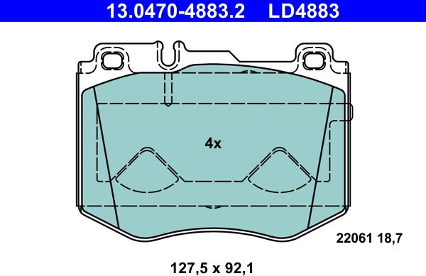 ATE 13.0470-4883.2 - Тормозные колодки, дисковые, комплект autospares.lv