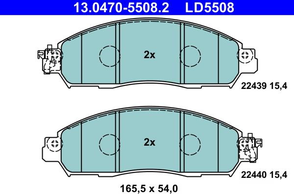 ATE 13.0470-5508.2 - Тормозные колодки, дисковые, комплект autospares.lv