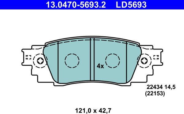 ATE 13.0470-5693.2 - Тормозные колодки, дисковые, комплект autospares.lv