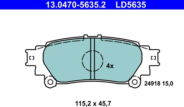 ATE 13.0470-5635.2 - Тормозные колодки, дисковые, комплект autospares.lv