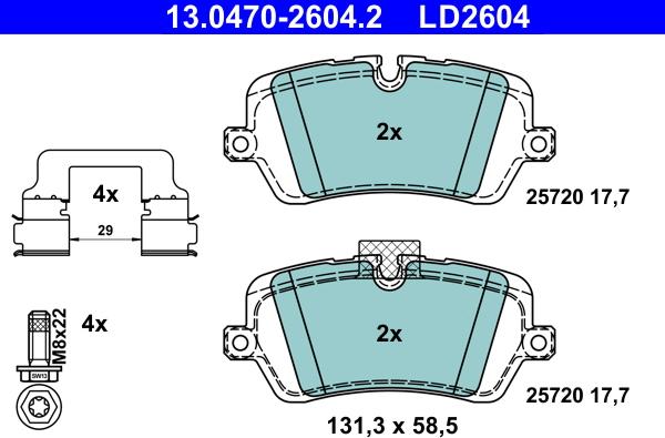 ATE 13.0470-2604.2 - Тормозные колодки, дисковые, комплект autospares.lv