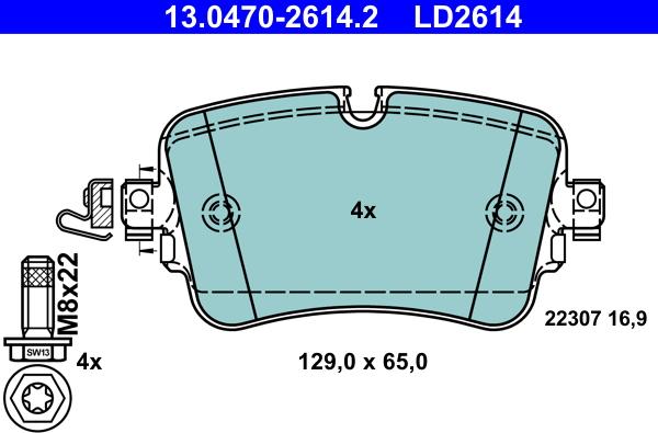 ATE 13.0470-2614.2 - Тормозные колодки, дисковые, комплект autospares.lv