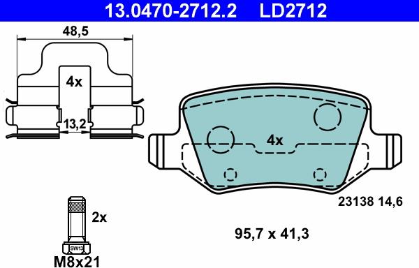 ATE 13.0470-2712.2 - Тормозные колодки, дисковые, комплект autospares.lv