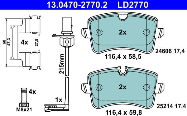 ATE 13.0470-2770.2 - Тормозные колодки, дисковые, комплект autospares.lv