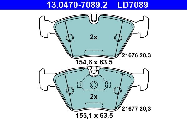 ATE 13.0470-7089.2 - Тормозные колодки, дисковые, комплект autospares.lv