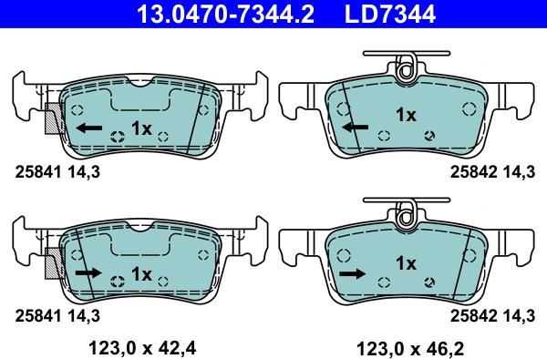 ATE 13.0470-7344.2 - Тормозные колодки, дисковые, комплект autospares.lv