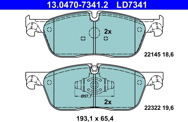 ATE 13.0470-7341.2 - Тормозные колодки, дисковые, комплект autospares.lv