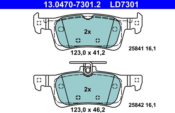 ATE 13.0470-7301.2 - Тормозные колодки, дисковые, комплект autospares.lv