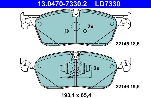 ATE 13.0470-7330.2 - Тормозные колодки, дисковые, комплект autospares.lv