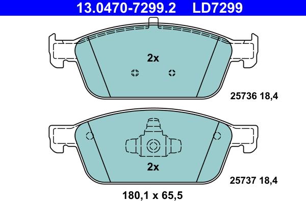 ATE 13.0470-7299.2 - Тормозные колодки, дисковые, комплект autospares.lv