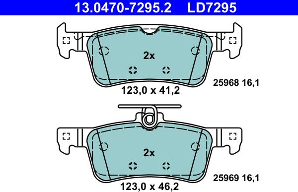 ATE 13.0470-7295.2 - Тормозные колодки, дисковые, комплект autospares.lv