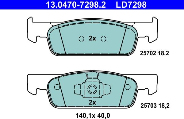 ATE 13.0470-7298.2 - Тормозные колодки, дисковые, комплект autospares.lv