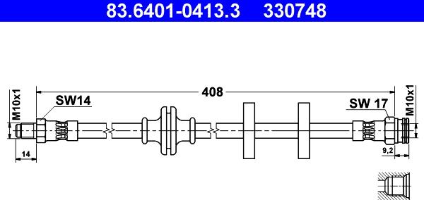 ATE 83.6401-0413.3 - Тормозной шланг autospares.lv