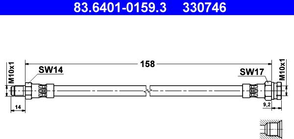 ATE 83.6401-0159.3 - Тормозной шланг autospares.lv