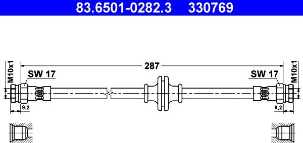 ATE 83.6501-0282.3 - Тормозной шланг autospares.lv