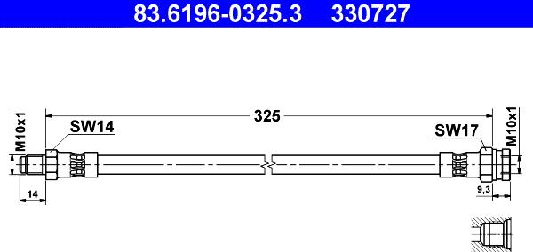 ATE 83.6196-0325.3 - Тормозной шланг autospares.lv